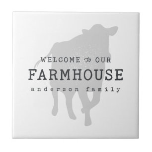 Carreau Bienvenue dans notre ferme Pays Rustique Vache