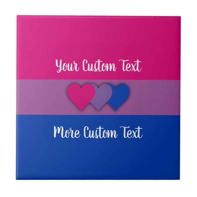 Carreau Bisexualité drapeau de fierté avec texte (Devant)