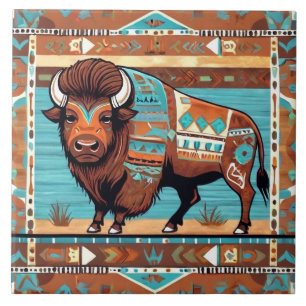 Carreau Bison Buffalo décoratif sud-ouest