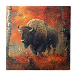 Carreau Bison dans l'artisanat boisé d'automne
