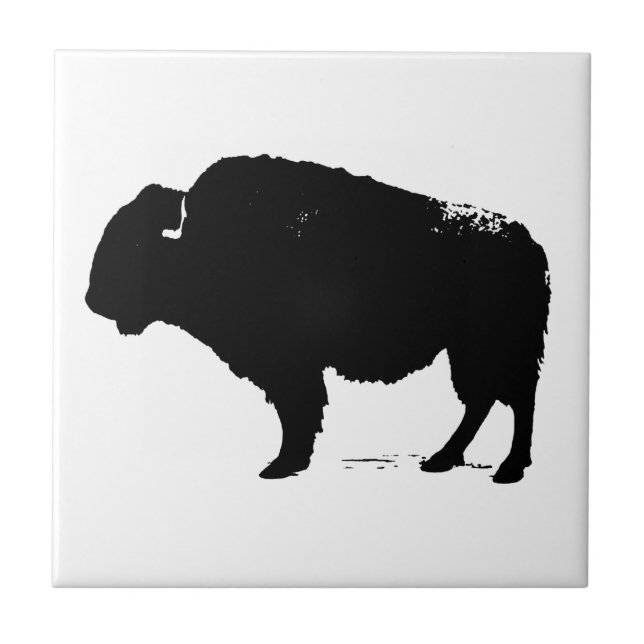 Carreau Bison de Buffalo Art noir et blanc (Devant)