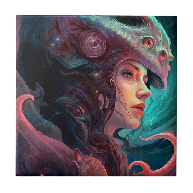Carreau Bizarre surréaliste Alien Art femme (Devant)
