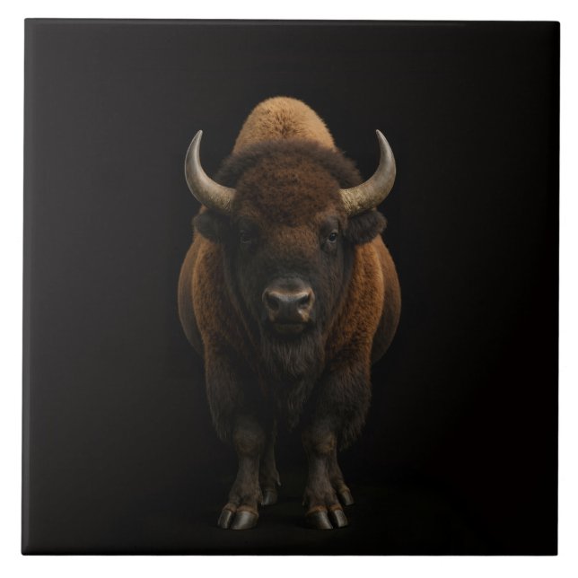 Carreau Black 4 Luxe Tile with American Bison (Devant)