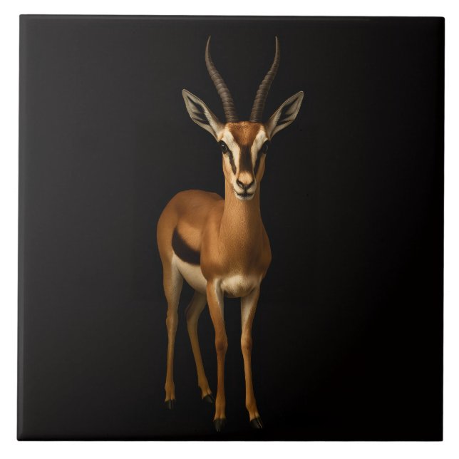 Carreau Black 4 Luxe Tile with Elegant Gazella (Devant)