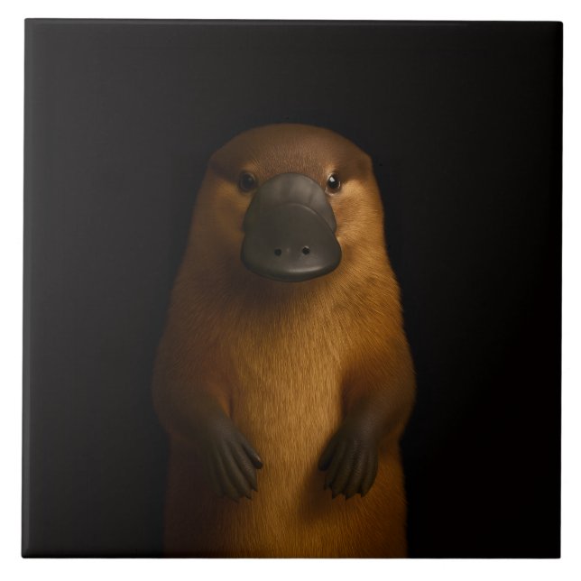 Carreau Black 4 Luxe Tile with Elegant Platypus (Devant)