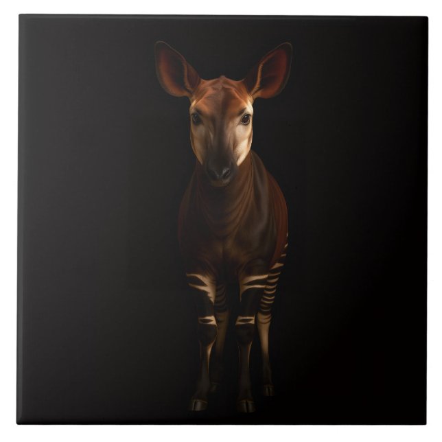 Carreau Black 4 Luxe Tile with Forest Okapi (Devant)