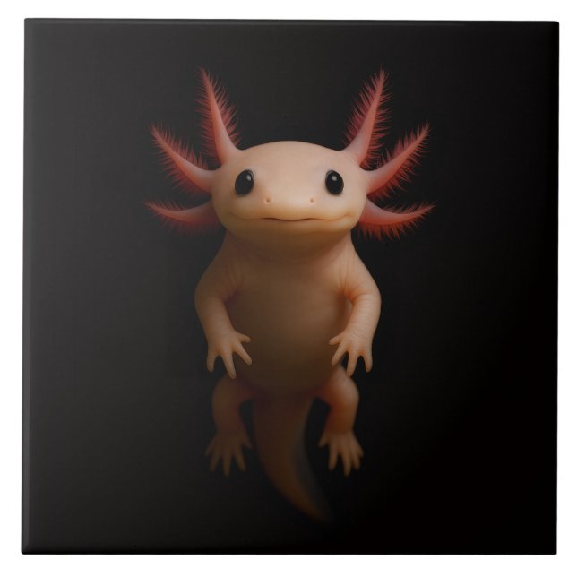 Carreau Black 4 Luxe Tile with Mexican Axolotl (Devant)