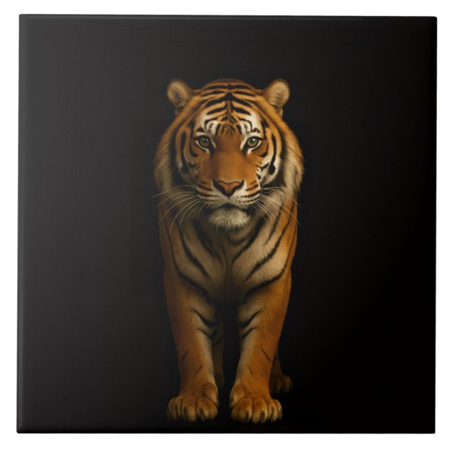 Carreau Black 4 Luxe Tile with Noble Tiger (Devant)