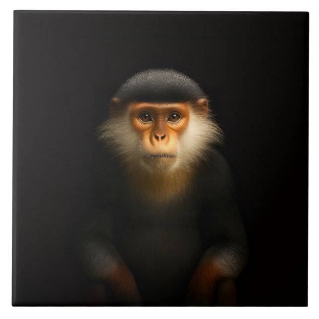 Carreau Black 4 Luxe Tile with Red Shanked Douc Langur (Devant)