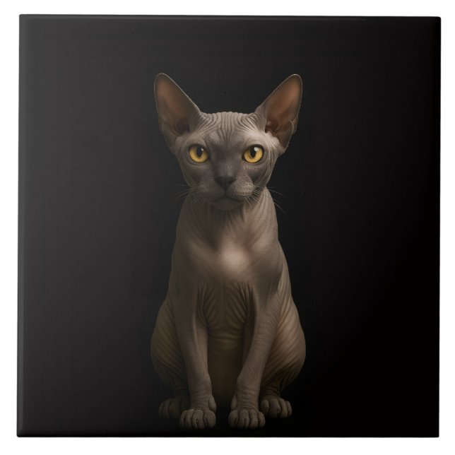 Carreau Black 4 Luxe Tile with Sphynx Cat (Devant)