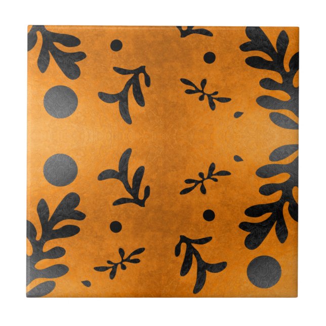 Carreau Black Matisse inspiré des feuilles d'or (Devant)