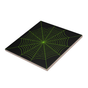 Carreau Black neon vert toile d'araignée Halloween motif