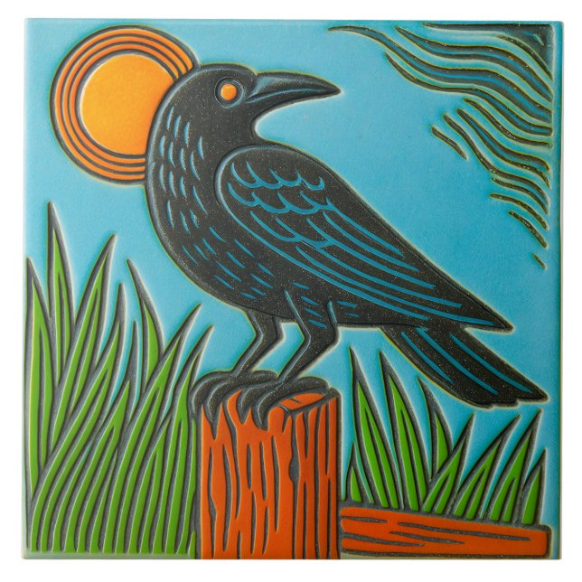 Carreau Black Raven Bird Tile (Devant)