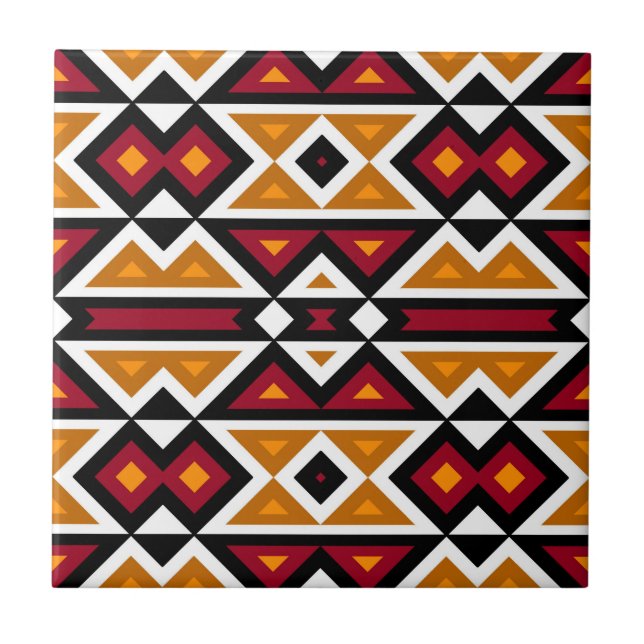 Carreau Black Red Terracotta Orange White Ethnic Tribe Art (Devant)