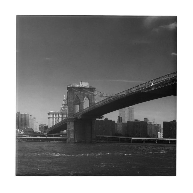 Carreau Black White Brooklyn Bridge New York City Travel (Devant)