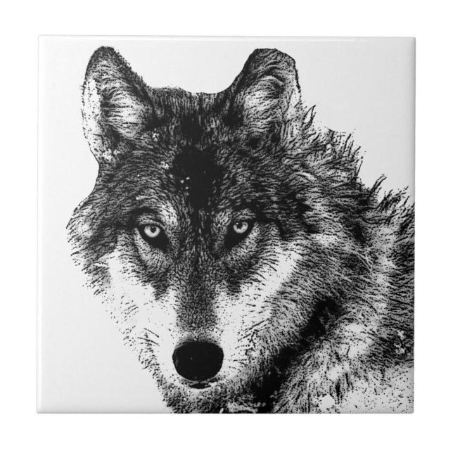 Carreau Black White Inspirational Wolf Eyes - Animaux sauv (Devant)