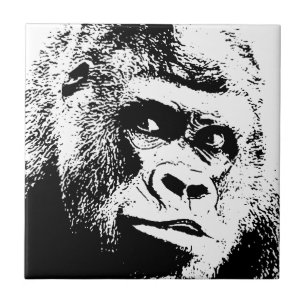 Carreau Black White Pop Art Gorilla