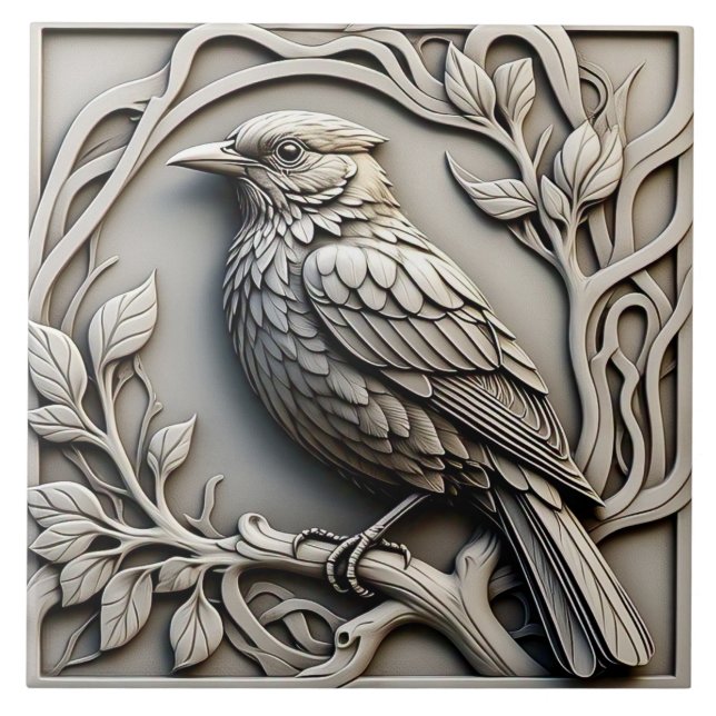 Carreau Blackbird - Carrelage Art Nouveau en céramique (Devant)