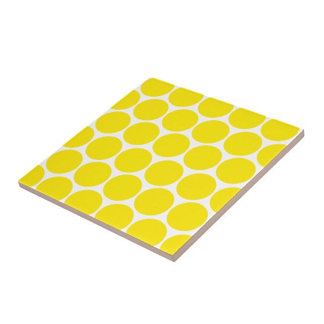 Carreau Blanc Avec Trivet Motif Pois Jaune (Côté)