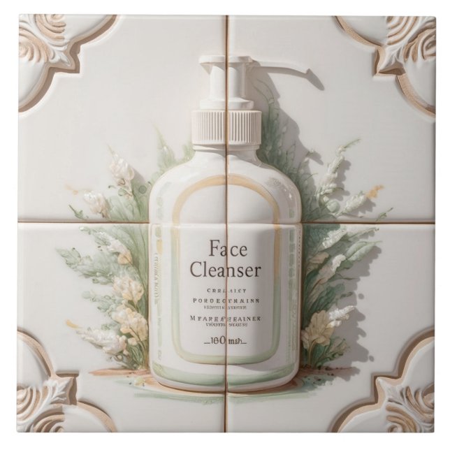 Carreau Blanc Beige Facial Cleanser Bouteille Amusante Sal (Devant)