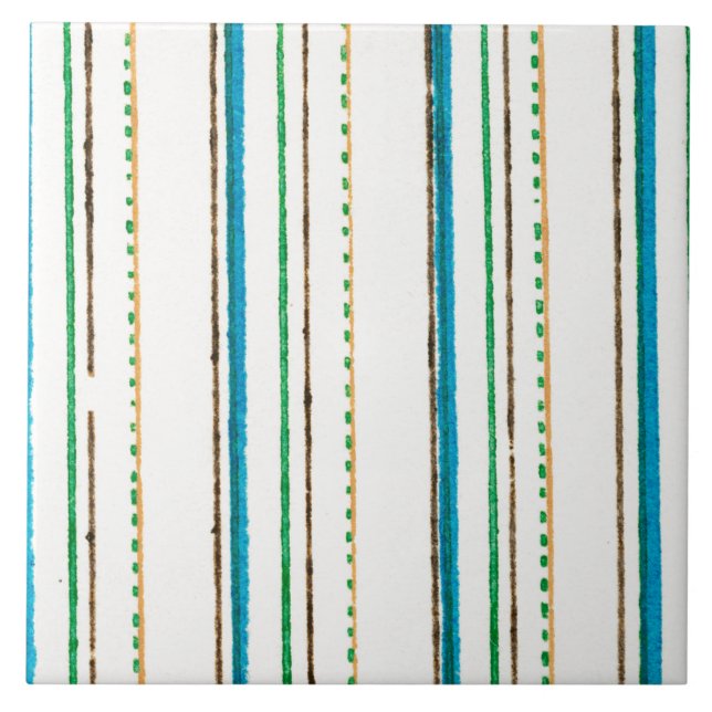 Carreau Blanc Bleu Vert Brown rayures Japonais textile (Devant)