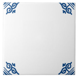 Carreau Blanc Delft Blue et Blanc Ox tête Corner Flourdiss