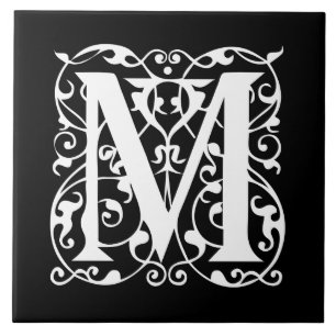 Carreau Blanc élégant de la lettre M sur le monogramme