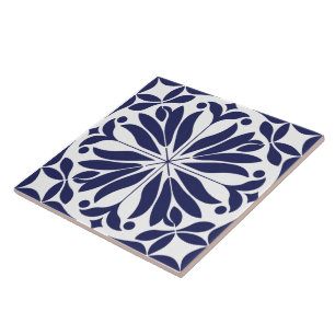 Carreau Blanc et bleu Géométrique floral abstrait