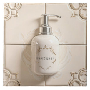 Carreau Blanc et crème Bouteille de lavage à la main Funny