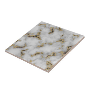 Carreau Blanc et tuile de marbre d'or