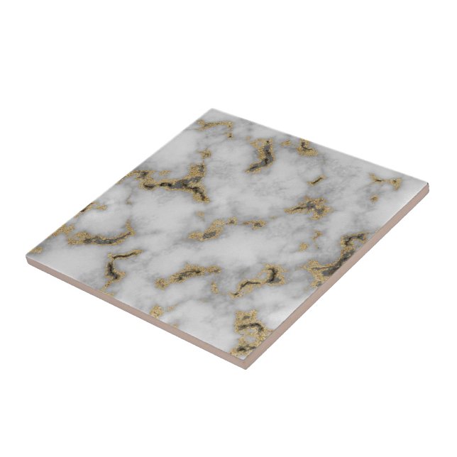 Carreau Blanc et tuile de marbre d'or (Côté)