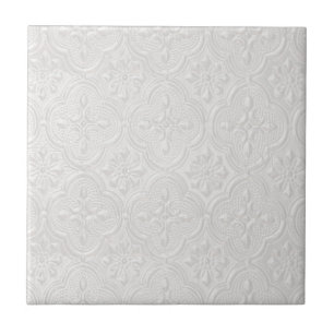 Carreau Blanc sur motif floral blanc