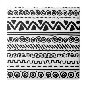 Carreau Blancs noir Aztec Tribal motif carrelage de salle 