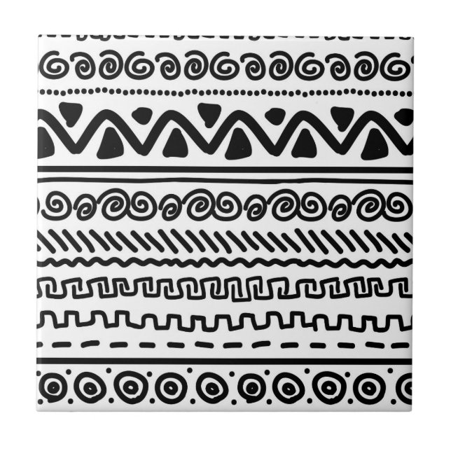 Carreau Blancs noir Aztec Tribal motif carrelage de salle  (Devant)