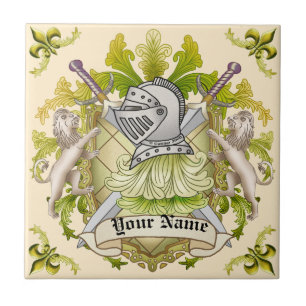 Carreau Blason de famille Green Knight Nom de famille