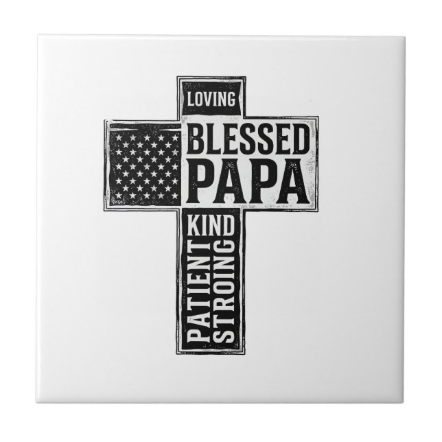 Carreau Blessed Papa Cross Christian Vintage Typography De (Devant)