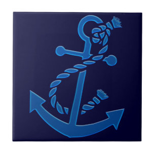 Carreau Bleu Ancre marine nautique Thème