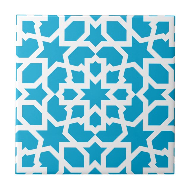 Carreau bleu arabesque marocaine et mosaïque (Devant)
