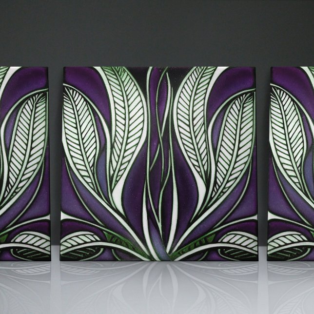 Carreau Bleu Art Nouveau Inspiré Classique Floral Géométri (Créateur téléchargé)