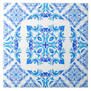 Carreau Bleu blanc azulejos espagnol méditerranéen