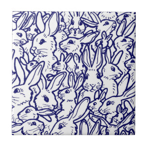Carreau Bleu Bleu lapin lapin blanc dessin mignon unique
