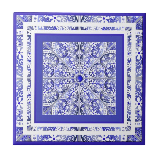 Carreau Bleu de dentelle en céramique de Grèce (Devant)
