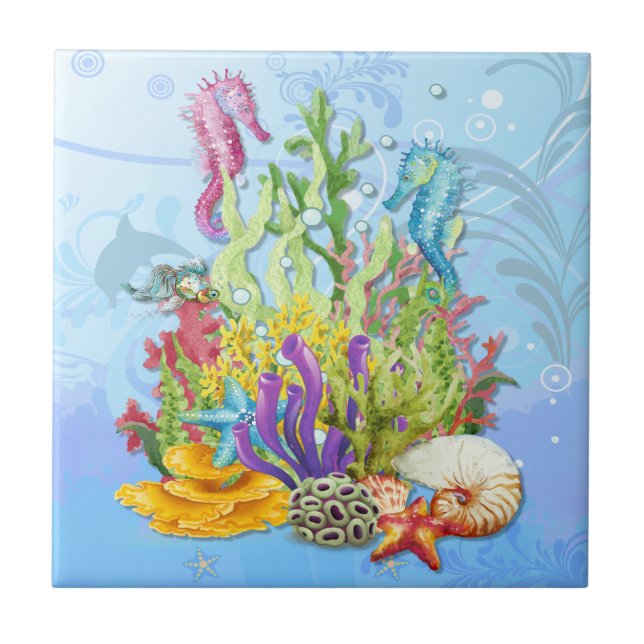 Carreau Bleu de la vie marine tropicale (Devant)