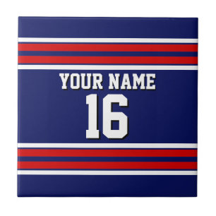 Carreau Bleu de marine avec Red White Strips Team Jersey