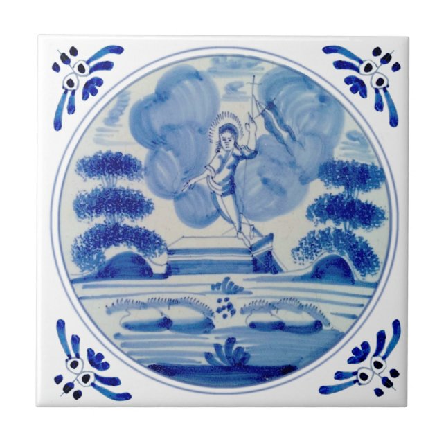 Carreau Bleu Delft Résurrection du Christ c1760 Repro (Devant)