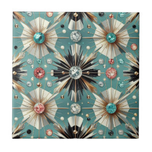 Carreau Bleu Diamant Mid Century Moderne