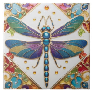 Carreau Bleu Dragonfly - Arc-en-ciel multicolore