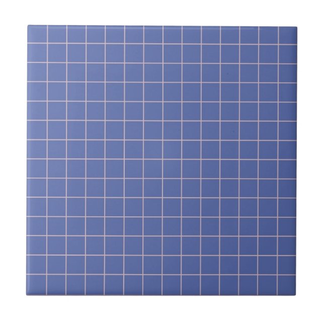 Carreau Bleu électrique et blanc À damiers Rétro minimalis (Devant)