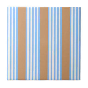 Carreau Bleu et blanc cinq bandes motif avec pierre tan