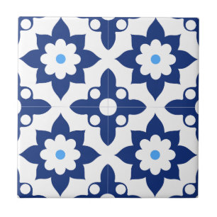 Carreau Bleu et blanc floral Géométrique
